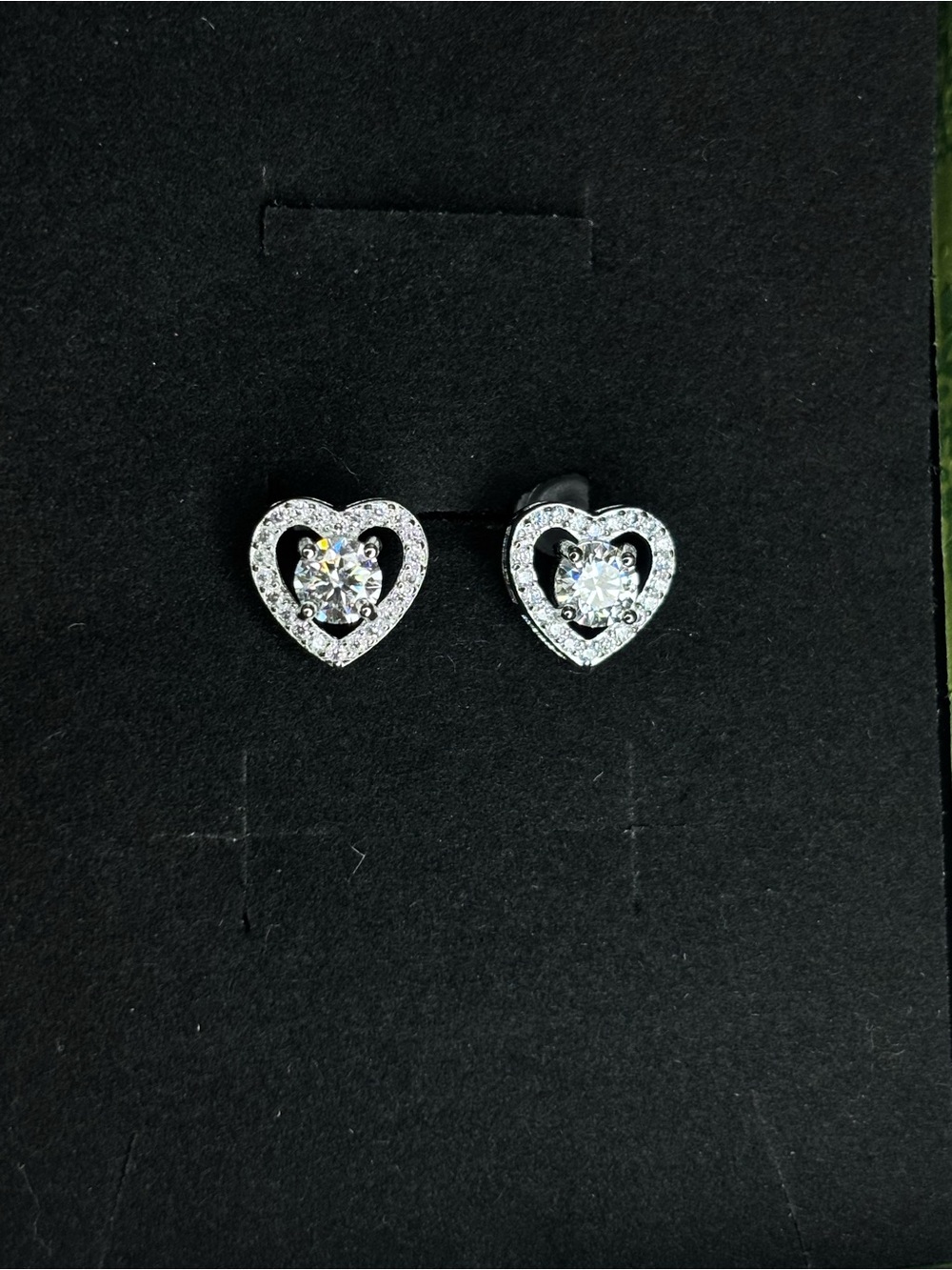 Sterling Silver Heart Stud Earrings moissanite